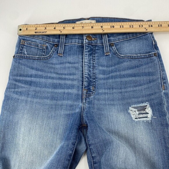 Madewell Size 28T Distressed 9” High Rise Skinny Raw Hem Blue Jeans - Picture 11 of 14